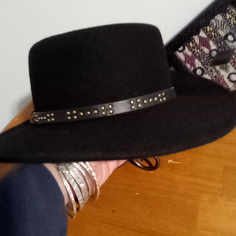 Wide Brim Wool Fedora With Metal Button Band Accent - Picture 13 of 16